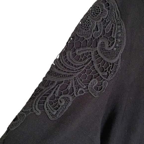 Lane Bryant Pullover Sweater 14/16 Black Lace Applique V Neck Fairy Whimsigoth - Picture 4 of 10